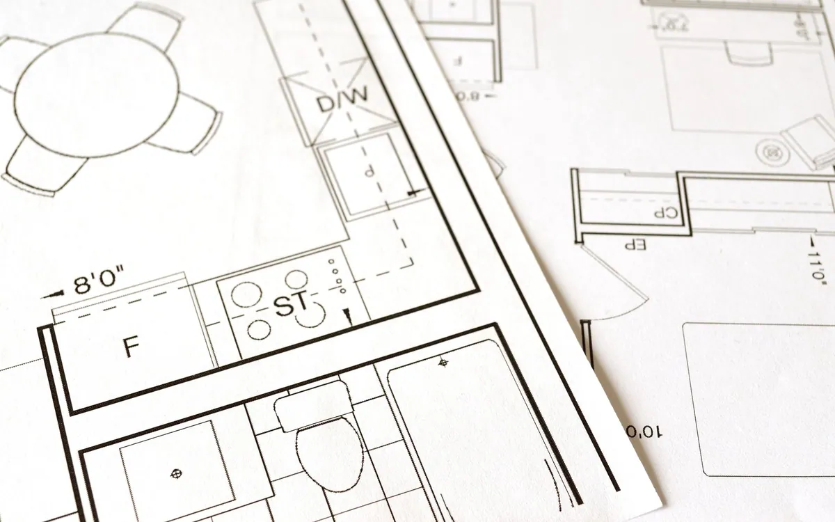 Interior blueprint drawings showing practical space planning